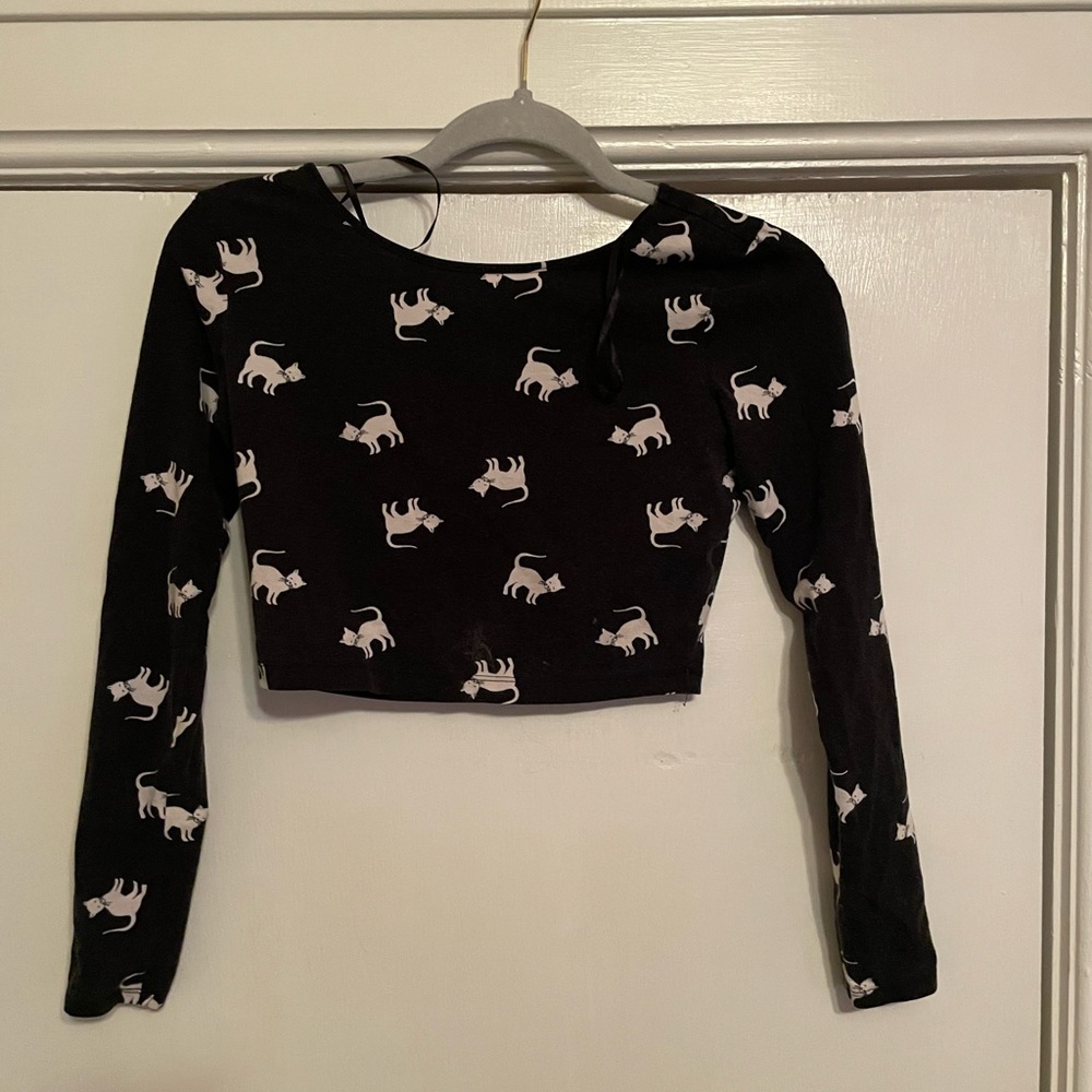 Long Sleeved Cat Crop Top